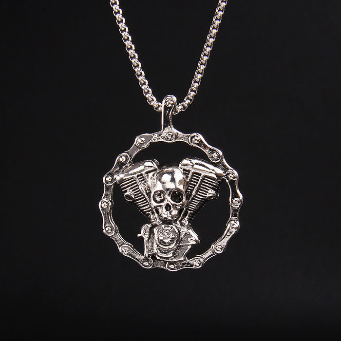 Wholesale Heavy Metal Gothic Windmill Chain Skull Necklace JDC-NE-ShengL007