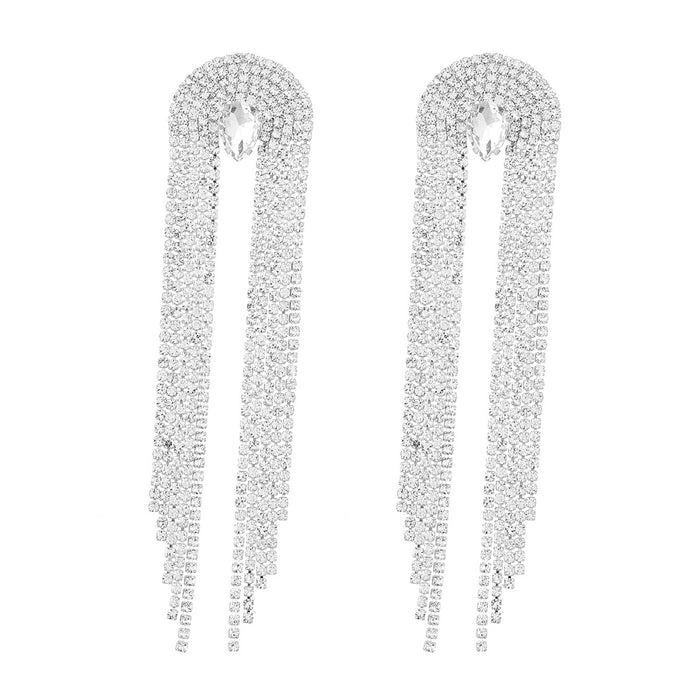 Wholesale Claw Chain Alloy Diamond Tassel Earrings Alloy Rhinestone Glass Drill JDC-ES-JL1077