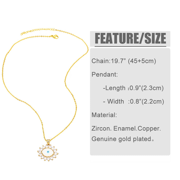 Wholesale Necklace Copper Plated 18K Gold Zircon Devil's Eye Enamel JDC-PREMAS-NE-001