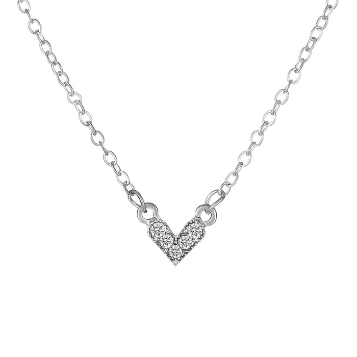 Wholesale Necklace Alloy Diamond Mini Heart Clavicle Chain JDC-NE-D352