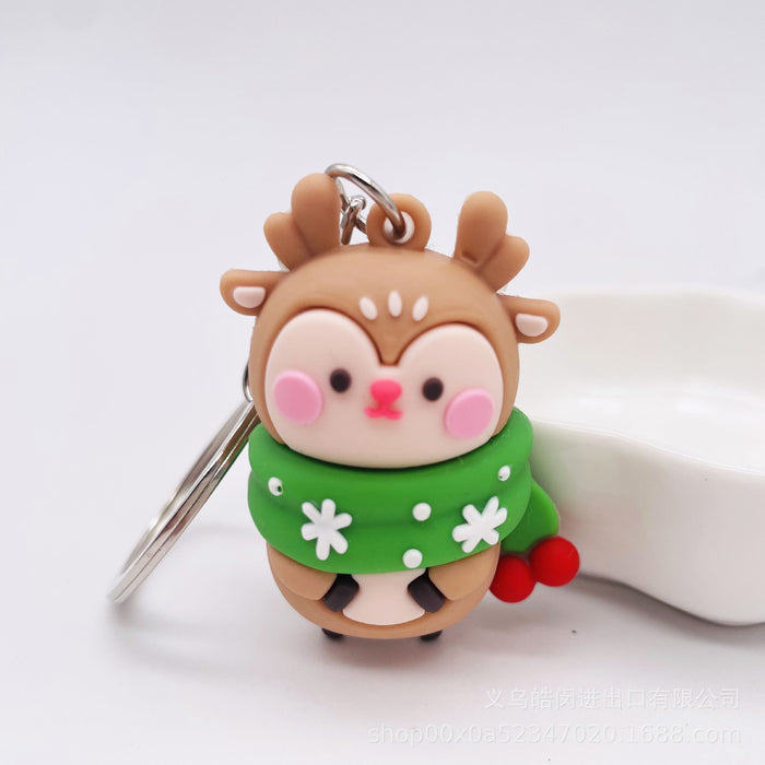 Wholesale Keychain Soft Rubber Christmas Snowman Old Man Small Gift MOQ≥2 JDC-KC-HMin002