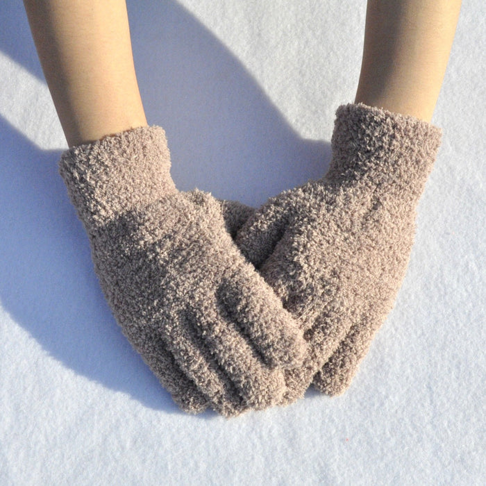 Wholesale Gloves Polyester Solid Color Half Fleece Warm JDC-GS-QinS003
