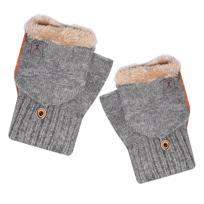 Guantes de guantes al por mayor Cashmere Winter Winter Half Deded Flip Engrosamiento de dedo con fugas MOQ≥2 JDC-GS-RH015