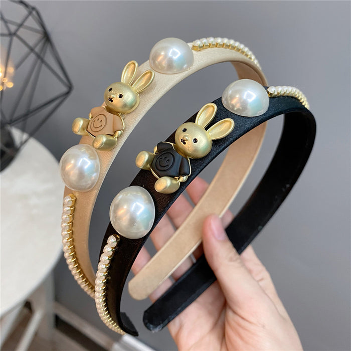Wholesale Bunny Pearl Headband MOQ≥2 JDC-HD-HuiY019