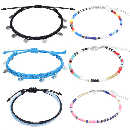 Jewelry WholesaleWholesale colorful rice beads waterproof wax thread braided anklet set JDC-AS-Yh003 Anklet 益烨 %variant_option1% %variant_option2% %variant_option3%  Factory Price JoyasDeChina Joyas De China