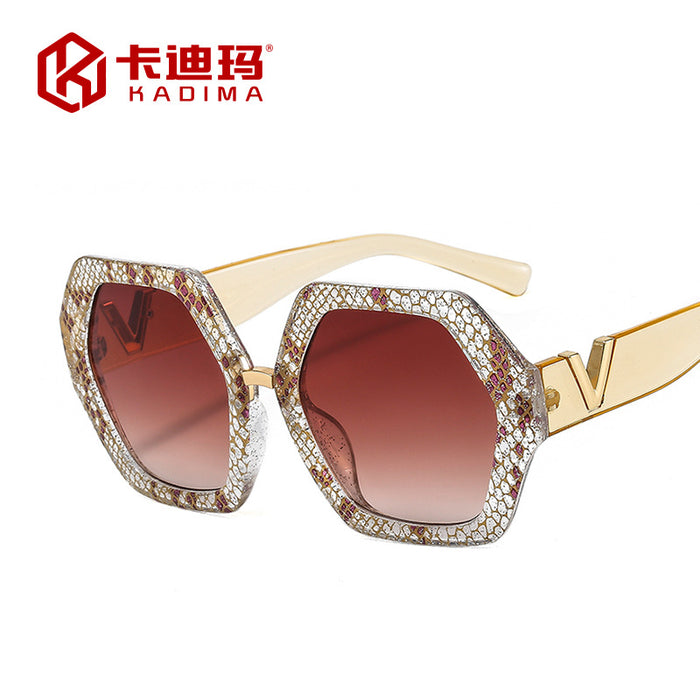Gafas de sol de maquillaje liso al por mayor con marco grande irregular JDC-SG-XIA024