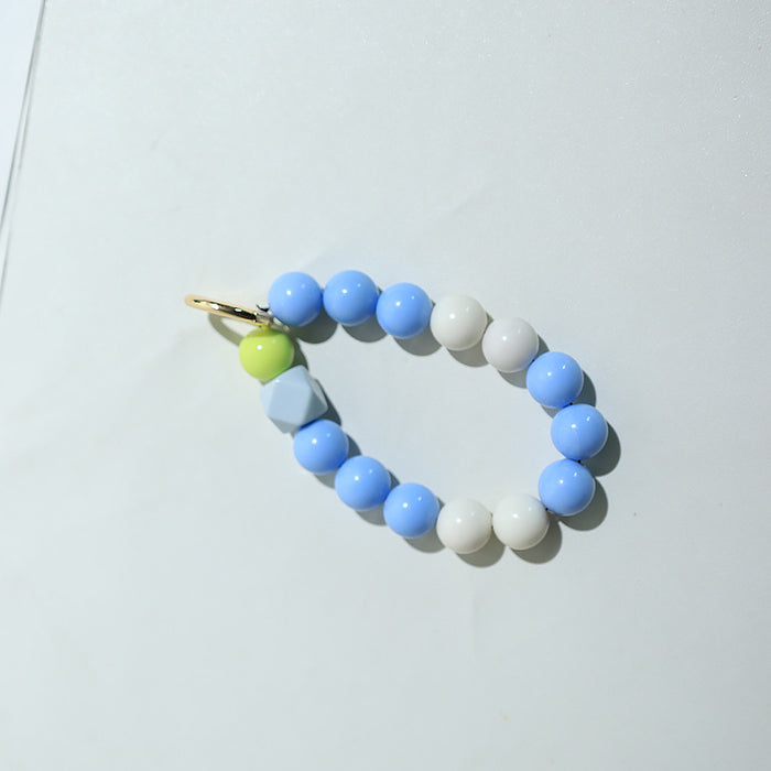 Wholesale Candy Color Resin Beaded Wristlet Keychain MOQ≥2 JDC-KC-KLin003