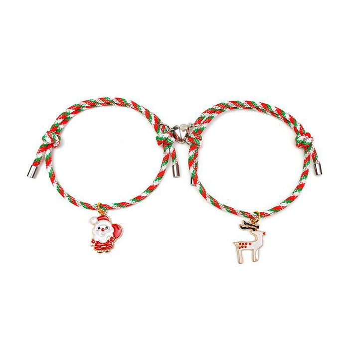 Wholesale Bracelet Alloy Heart Magnet Attract Christmas Couple Bracelet JDC-BT-Hen001