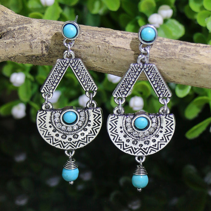 Wholesale earrings acrylic turquoise inlay MOQ≥2 JDC-ES-momo005