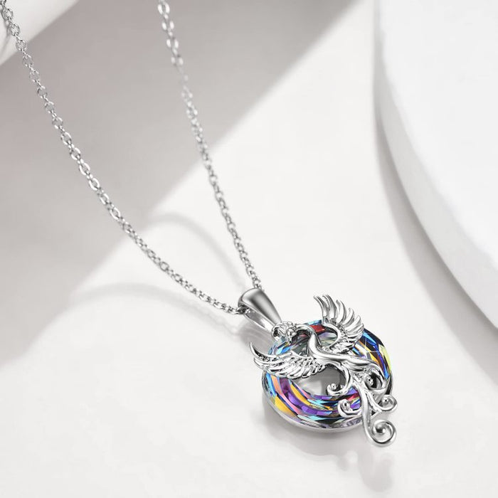 Wholesale Necklaces Stainless Steel Artificial Crystal Colorful Phoenix MOQ≥2 JDC-NE-XunO069