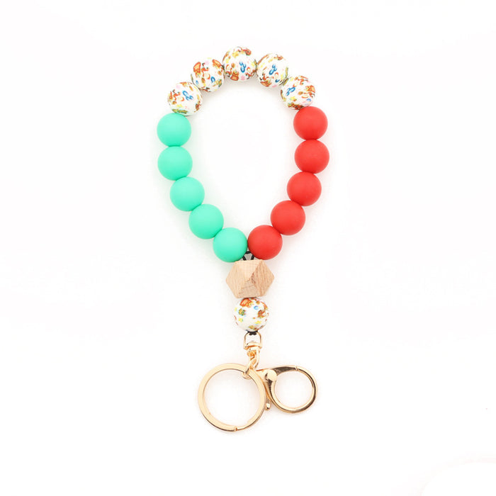 Wholesale Keychains Silicone Beads Wrist Keychains Christmas MOQ≥2 JDC-KC-NuoYi016