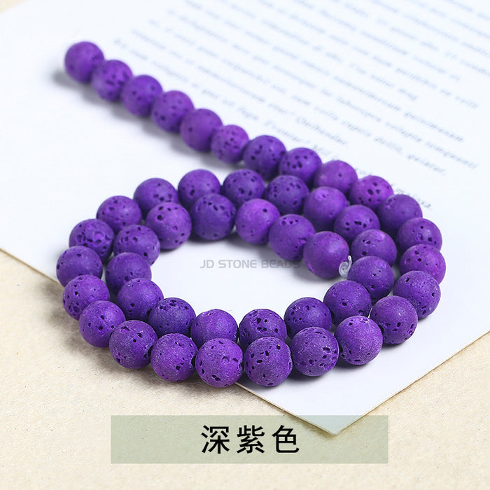Wholesale Colored Volcanic Stone Loose Beads DIY Jewelry Accessories String Beads MOQ≥2 JDC-DIY-JingD001