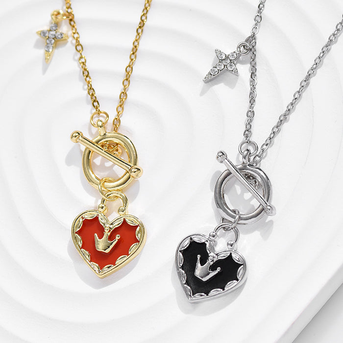 Wholesale Love Titanium Steel Necklace Hearts Princess Temperament Design Clavicle Chain JDC-NE-TLS003