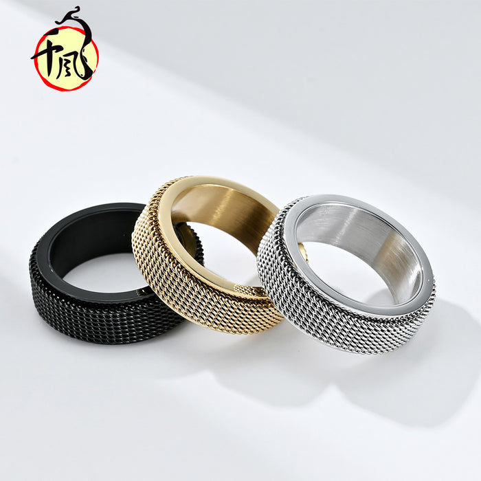 Wholesale Rings Titanium Steel Braided Mesh Rotary Decompression JDC-RS-PERMQF001
