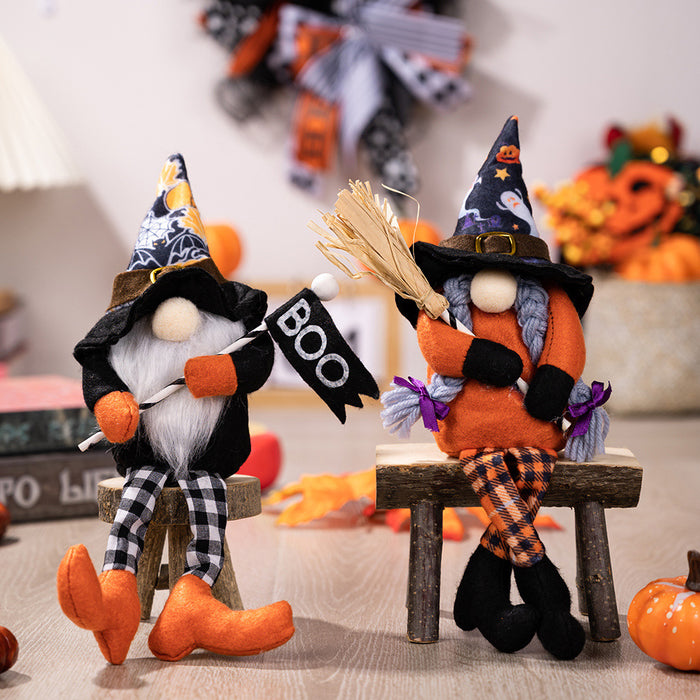 Wholesale Ornament Cloth Halloween Broom Faceless Witch JDC-OS-HB002