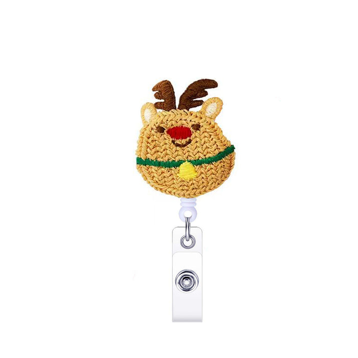 Wholesale Keychain Christmas Wool Embroidery Retractable Easy Pull Buckle Badge Clip Pendant MOQ ≥2 JDC-KC-MZhui006