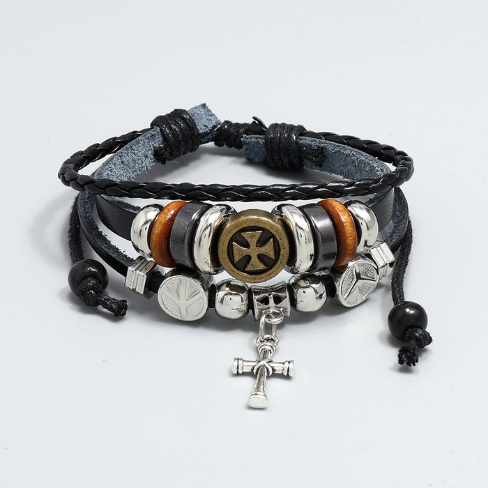 Wholesale Bracelet Leather Cross Vintage Men's Bracelet JDC-BT-ShuoQ001