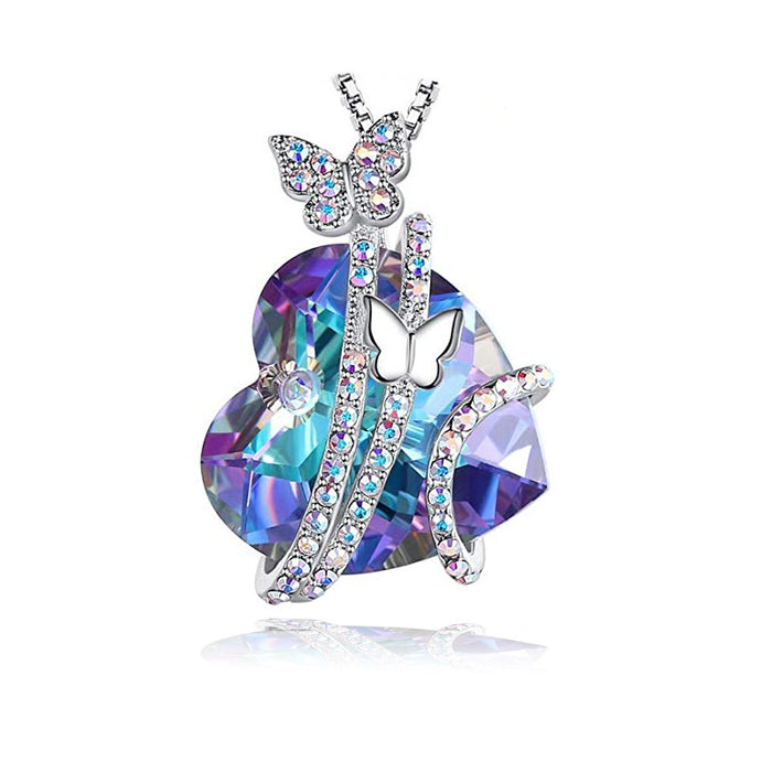 Wholesale Crystal Butterfly Colored Diamond Necklace JDC-NE-MengX001