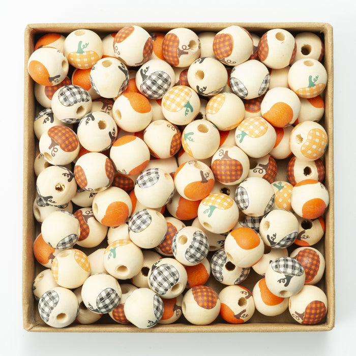 Wholesale Halloween DIY Accessories Colorful Wooden Beads MOQ≥20 JDC-DIY-DJin002