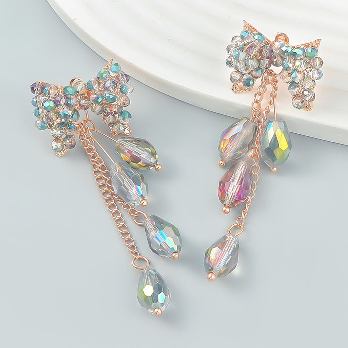 Wholesale Multilayer Acrylic Imitation Pearl Bow Earrings JDC-ES-JL1021