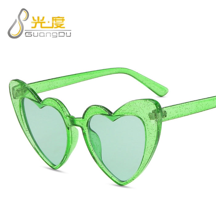 Jewelry WholesaleWholesale Glitter Love Fluorescent Peach Heart Sunglasses JDC-SG-GuangD006 Sunglasses 光度 %variant_option1% %variant_option2% %variant_option3%  Factory Price JoyasDeChina Joyas De China