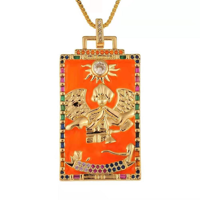 Wholesale Necklaces Copper Drip Vintage Tarot JDC-NE-PREMXIH002
