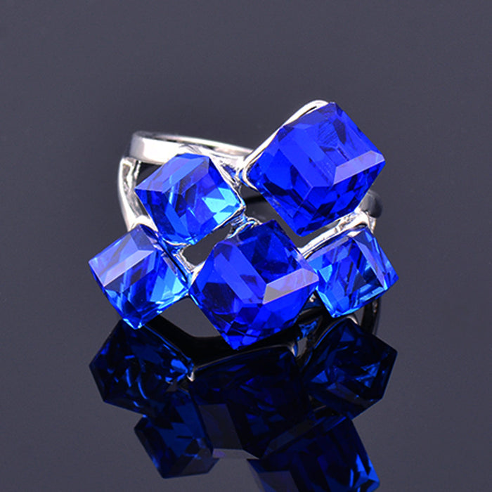 Aleación de anillo al por mayor color azul cúbico jdc-rs-kmeng001