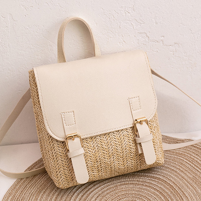 Wholesale Straw Woven PU Backpack JDC-BP-Rongy001