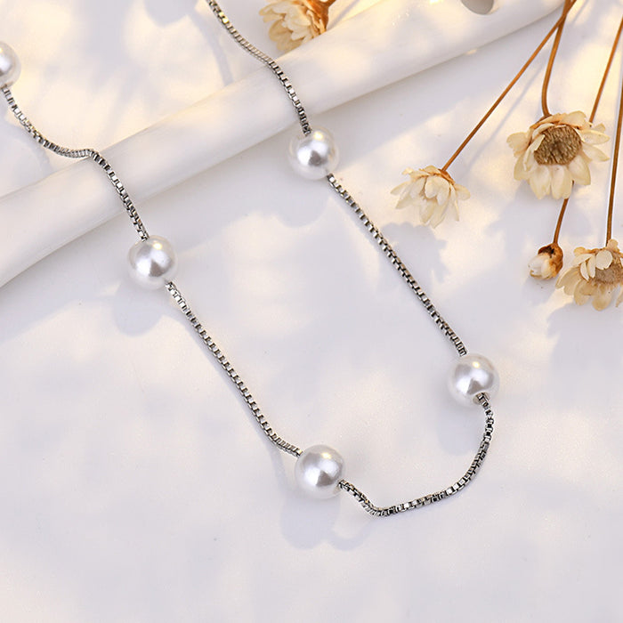 Wholesale pearl necklace niche simple millet grain necklace retro collarbone JDC-NE-QLX025