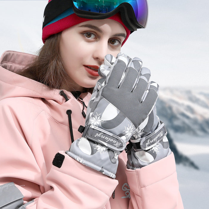 Wholesale Gloves Polyester Waterproof Warm Outdoor Skiing Touch Screen Printing JDC-GS-XiJL010
