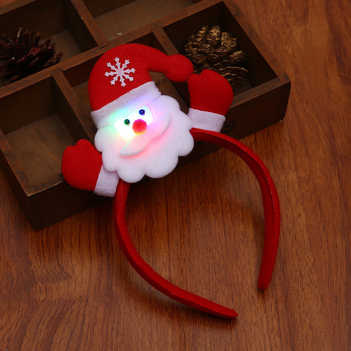 Wholesale Headband Cloth LED Light Christmas Old Man Snowman Antlers MOQ≥2 JDC-HD-XinM001