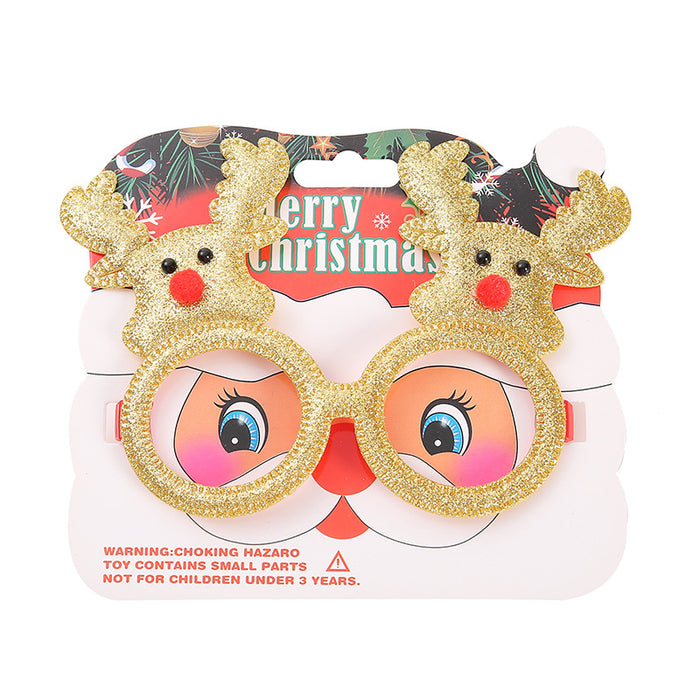 Decoraciones al por mayor Decoración de telas de oro de oro de plástico Gafas de decoración de Navidad no tejidas MOQ≥2 JDC-DCN-HUIJING004