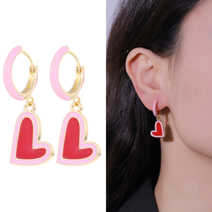Wholesale Earrings Synthetic Crystal Pink Heart Set Combination JDC-ES-KenJ015