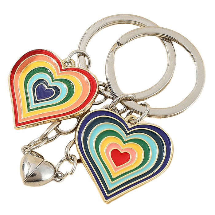 Wholesale Magnetic Colorful Love Couple Zinc Alloy Keychain JDC-KC-WuoD034