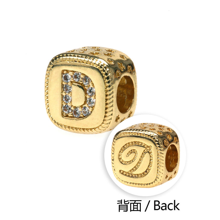 Wholesale 26 Letters Perforated Copper Plated Square Beaded Snake Bone Bracelet JDC-BT-TianY004