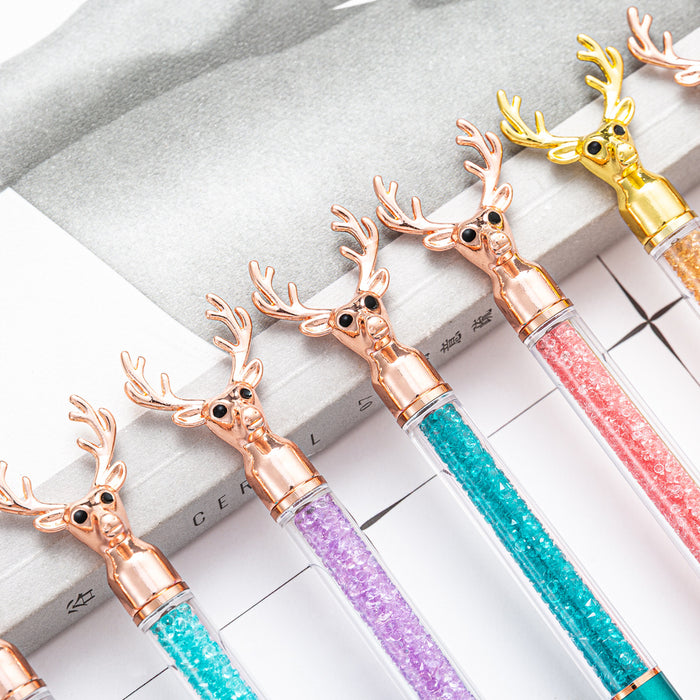 Wholesale Metal Deer Head Crystal Pen Reindeer Shape Rhinestone Ballpoint Pen MOQ≥2 JDC-BP-Huah045