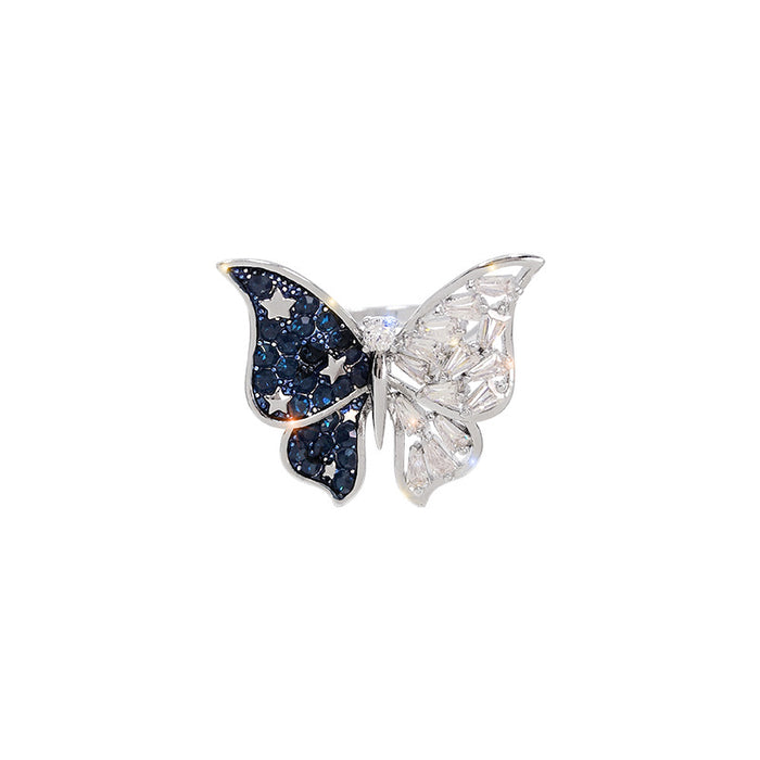 Wholesale Diamond Zircon Butterfly Copper Adjustable Ring JDC-RS-YaD001