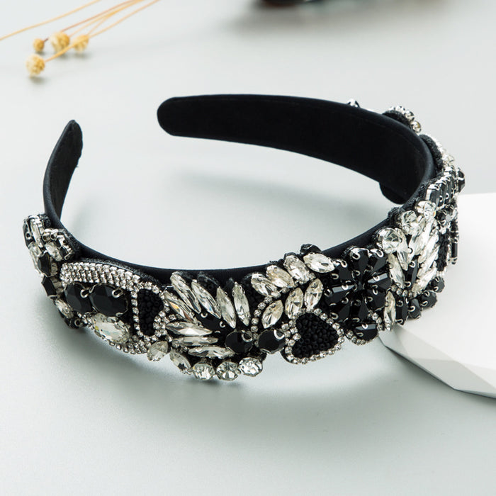 Wholesale Headband Cloth Baroque Crystal Flower MOQ≥2 JDC-HD-Hemin033