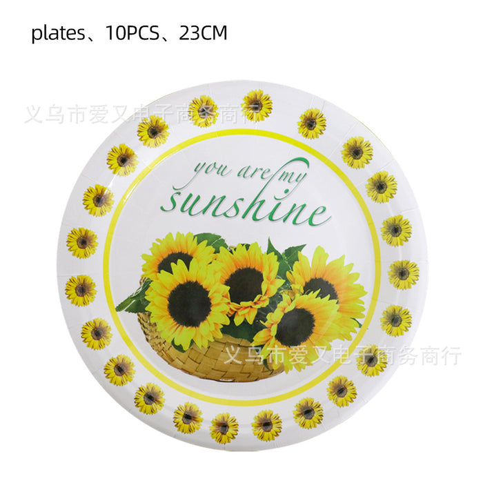 Wholesale Sunflower Summer Themed Birthday Party Cutlery Decoration Set (M) MOQ≥5 JDC-DCN-AiY003