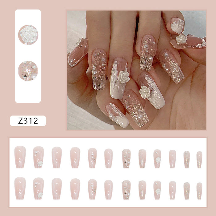 Wholesale Nail Patches Nail Stickers Camellia Wearing Armor 24 Pieces Box JDC-NS-QiH016