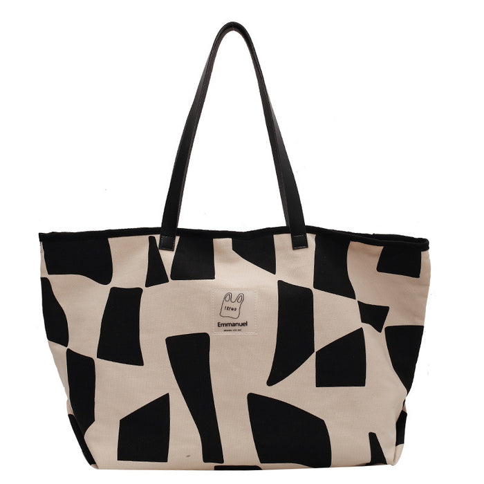 Wholesale Handbag Canvas Plaid Large Capacity Shopping Bag JDC-HB-Zhibei001