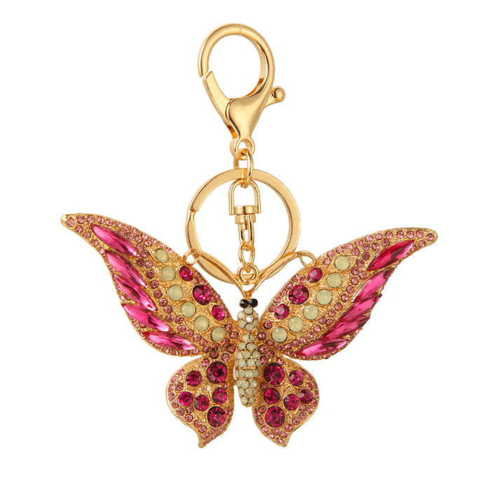 Ornamento de bolsas de insectos al por mayor Diamond Hollow Butterfly Keychain MOQ≥2 JDC-KC-CHAOK020