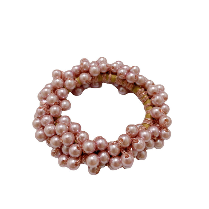 Wholesale rubber band hair ring braided pearl hair tie JDC-HS-HuiDi005