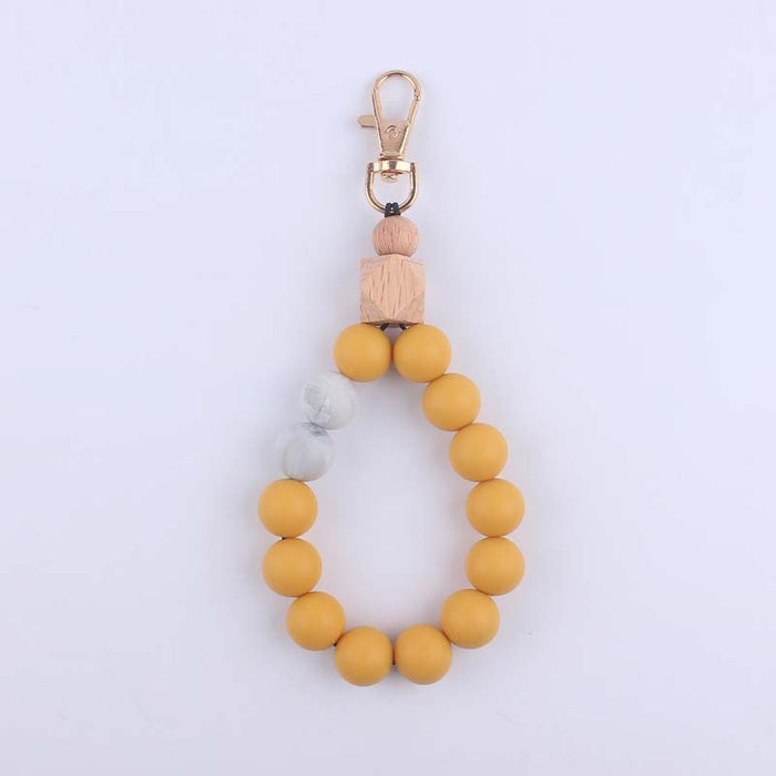Wholesale Keychains Silicone Beads Wooden Anise Wristlet JDC-KC-YWGT001