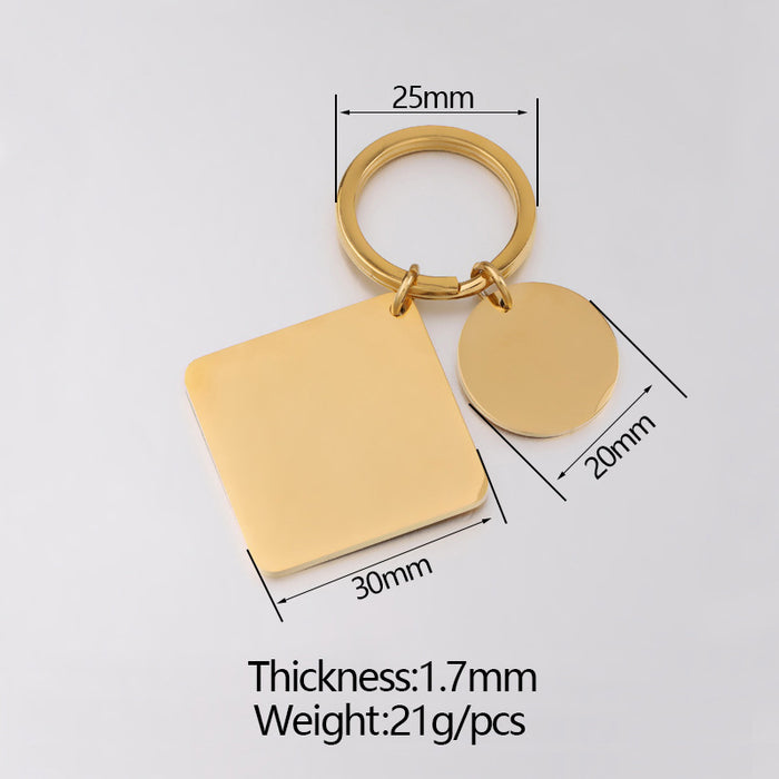 Wholesale Engraved Keychains Bulk Stainless Steel Square Disc Glossy MOQ≥5 JDC-KC-ShangX003