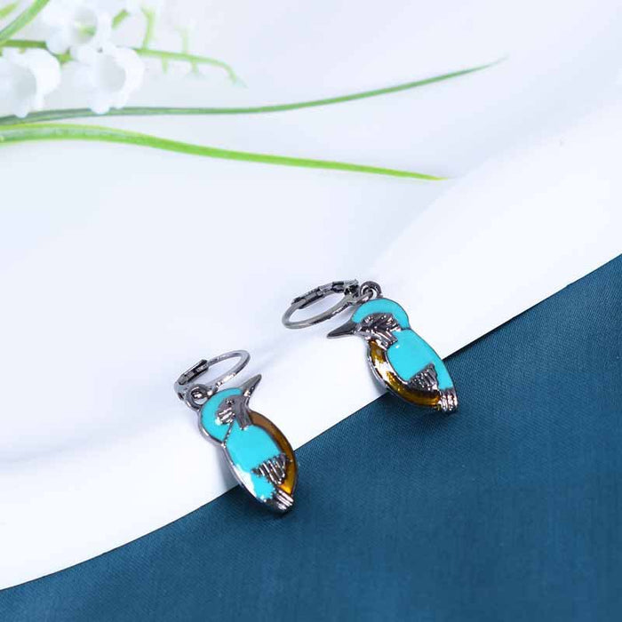 Wholesale Earrings Alloy Vintage Turquoise Bird MOQ≥2pairs JDC-ES-NiM004