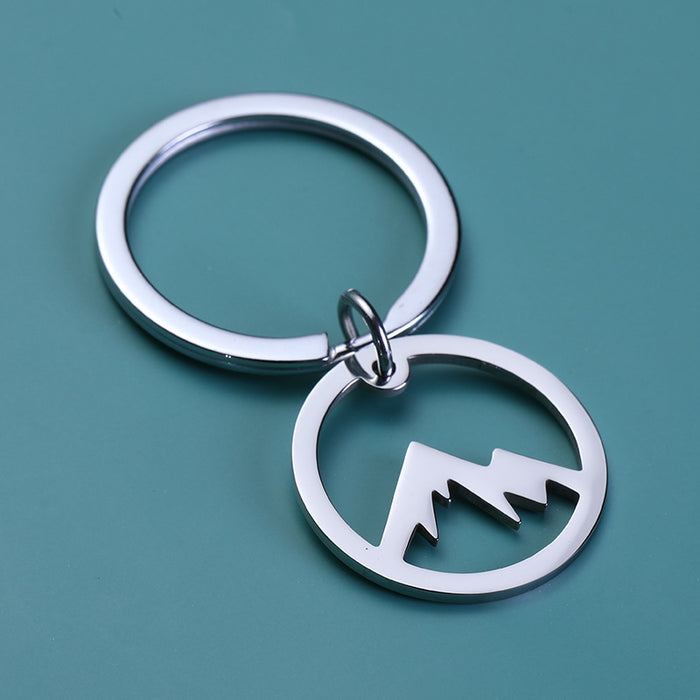 Wholesale Hollow Snow Mountain Valley Stainless Steel Keychain MOQ≥2 JDC-KC-JZhi004