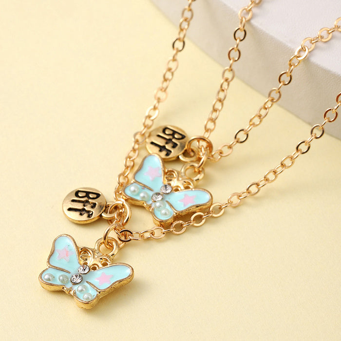 Wholesale Children's Jewelry Butterfly Drip Oil Necklace Pendant JDC-NE-shenX004