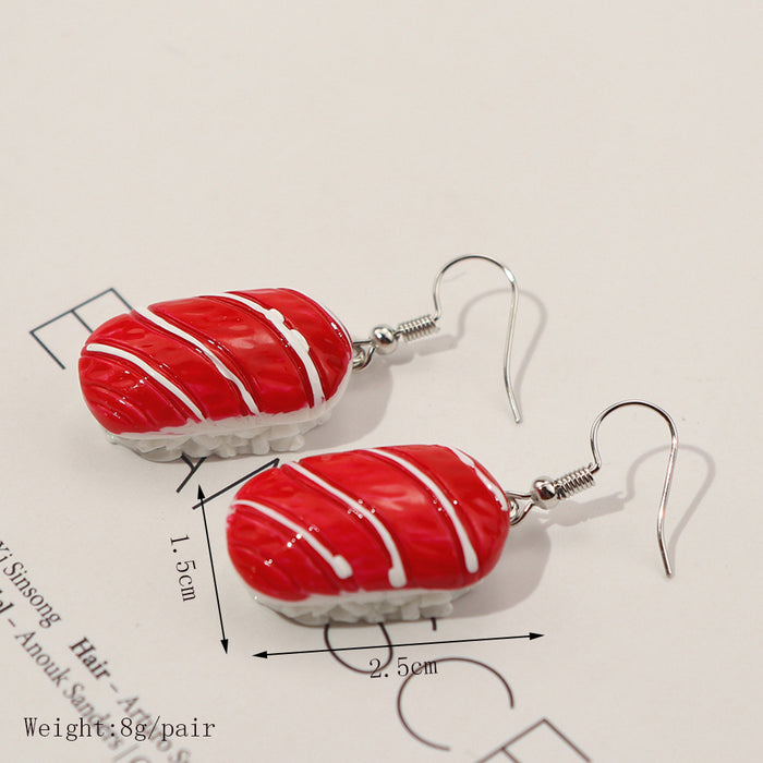 Wholesale Earrings Plastic Salmon Sushi Funny Food MOQ≥2 JDC-ES-niqing009