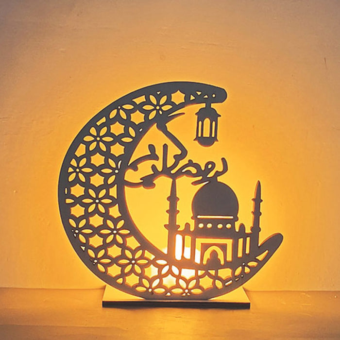 Wholesale Wooden Crafts Eid al-Adha Decoration Moon Lamp JDC-DCN-MoWei001